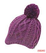 "紫色毛球飾毛線帽